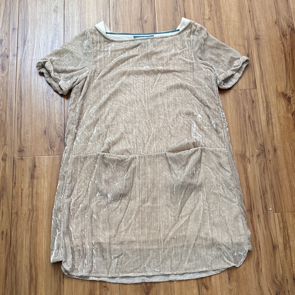 Anthropologie Velvet cream mini dress